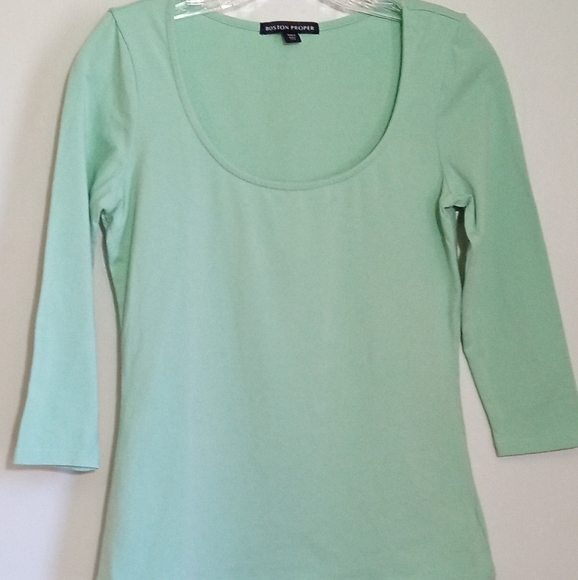 Boston Proper sea foam green scoop neck 3/4 sleeve top women's size small - Picture 1 of 5